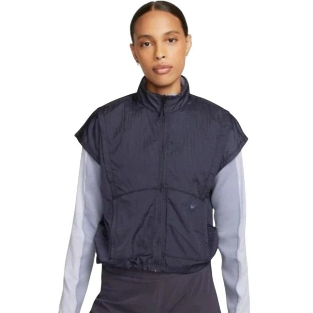 Nike Training City Ready Repel Navy Short Sleeve Jacket Vest Women's Large NEW